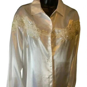 Vintage White Blouse with Faux Pear Appliqué